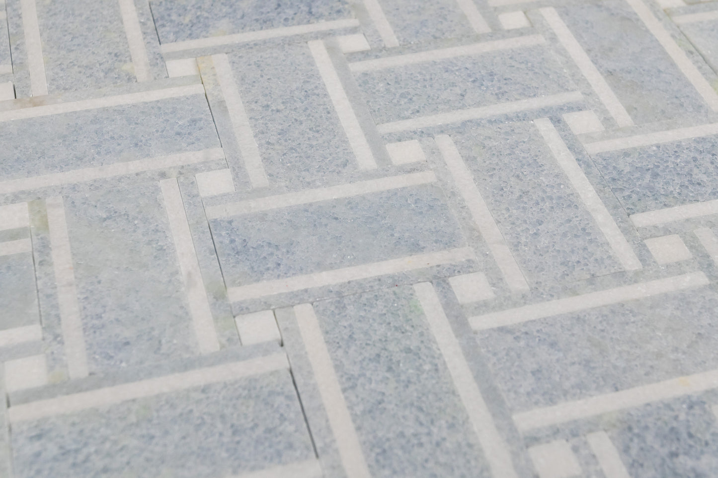 Grand Basketweave - Blue Celeste and Thassos Strips