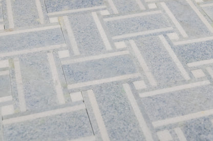 Grand Basketweave - Blue Celeste and Thassos Strips