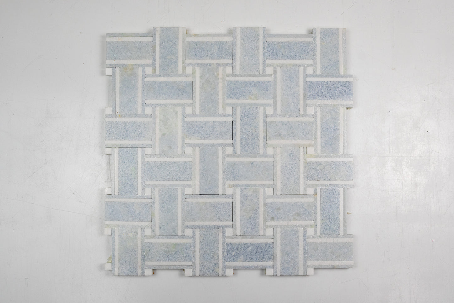 Grand Basketweave - Blue Celeste and Thassos Strips