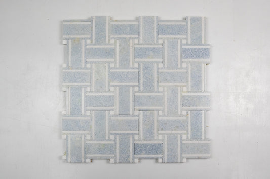 Grand Basketweave - Blue Celeste and Thassos Strips