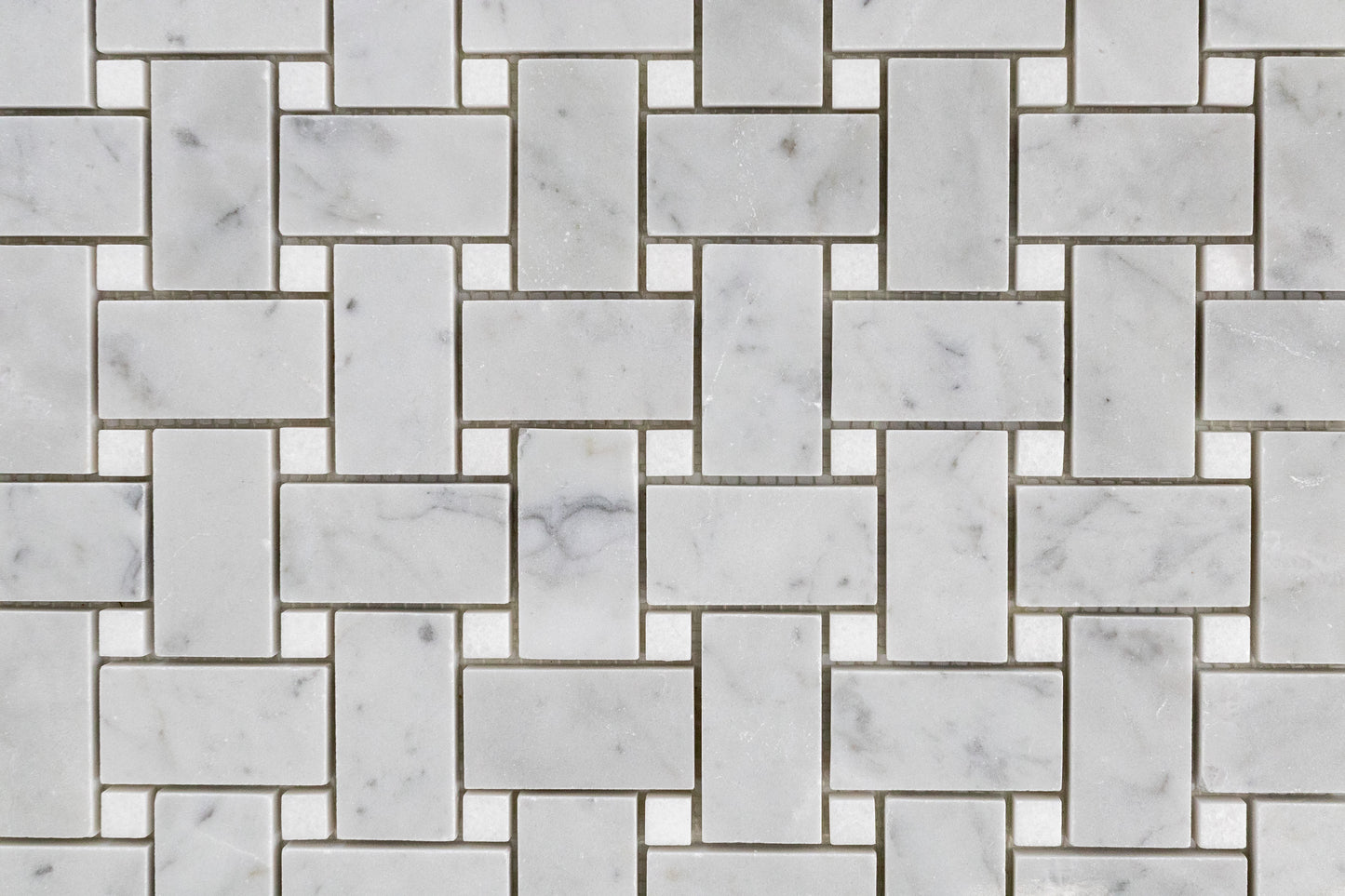 Medium Basketweave - Carrara with Thassos Dot