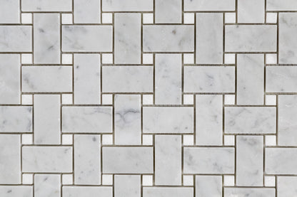 Medium Basketweave - Carrara with Thassos Dot
