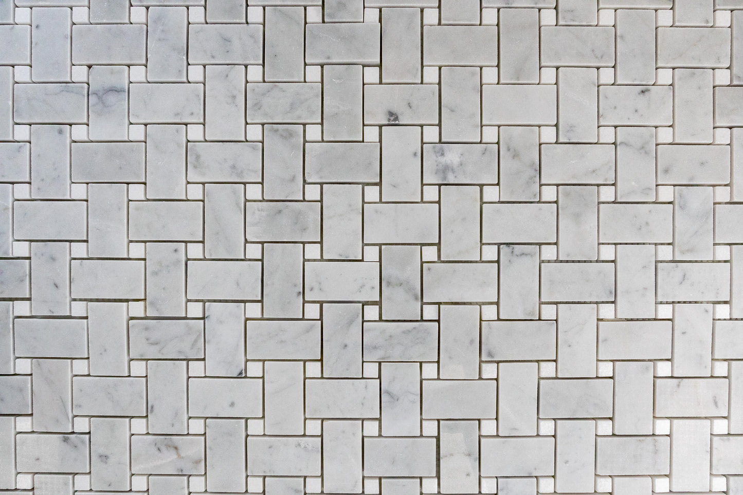 Medium Basketweave - Carrara with Thassos Dot