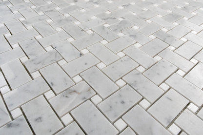 Medium Basketweave - Carrara with Thassos Dot