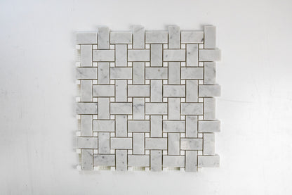 Medium Basketweave - Carrara with Thassos Dot