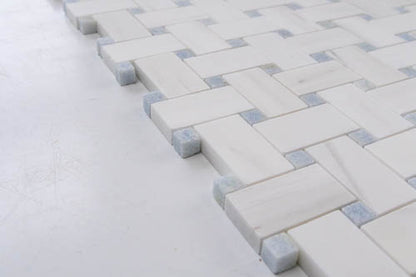Medium Basketweave - Dolomite with Blue Celeste Dot
