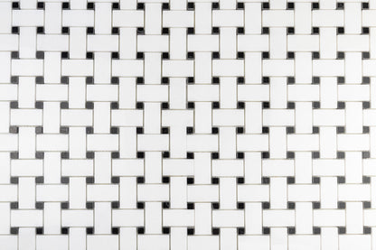 Medium Basketweave - Thassos with Jet Black Dot