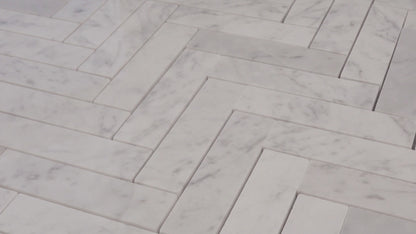 1" x 4" Herringbone - Carrara