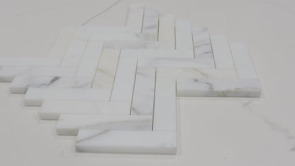 1" x 4" Herringbone - Calacatta