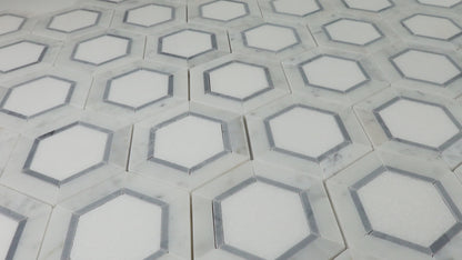 Tri-Color Hex - Carrara, Thassos, Bardiglio