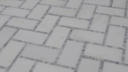 1" x 2" Herringbone - Asian Statuary with Bardiglio