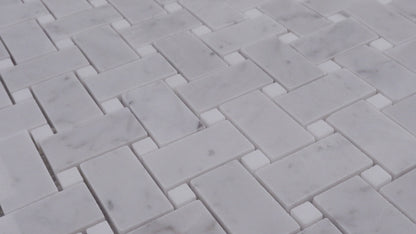 Medium Basketweave - Carrara with Thassos Dot