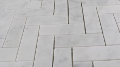 1" x 3" Herringbone - Carrara