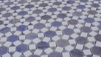 Sunflower Mosaic - Thassos & Azul Macauba