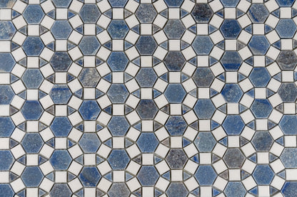Sunflower Mosaic - Thassos & Azul Macauba