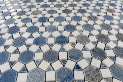 Sunflower Mosaic - Thassos & Azul Macauba