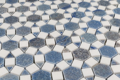 Sunflower Mosaic - Thassos & Azul Macauba