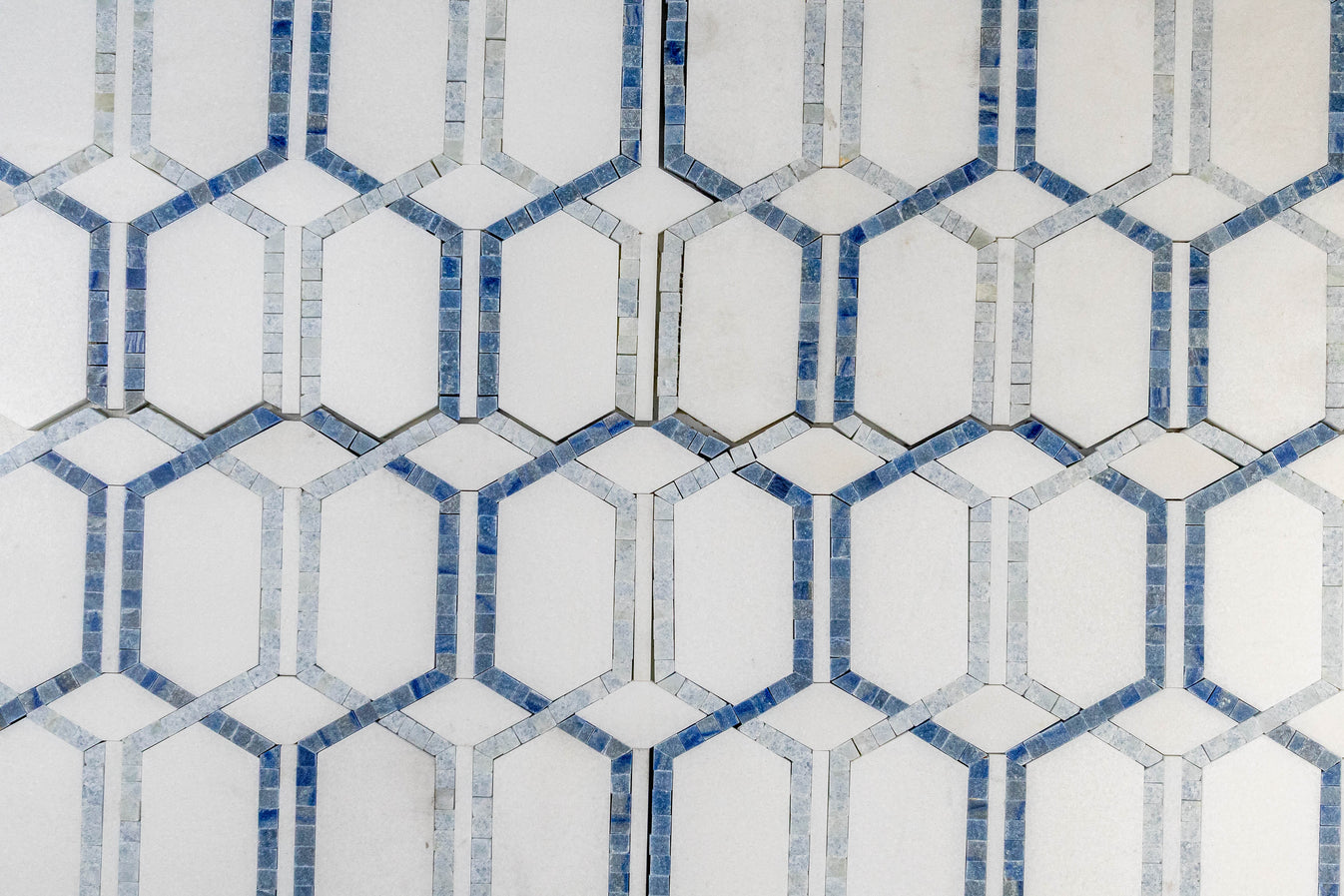 Tahiti - Thassos, Blue Celeste, Azul Macauba – Stonebridge Mosaics