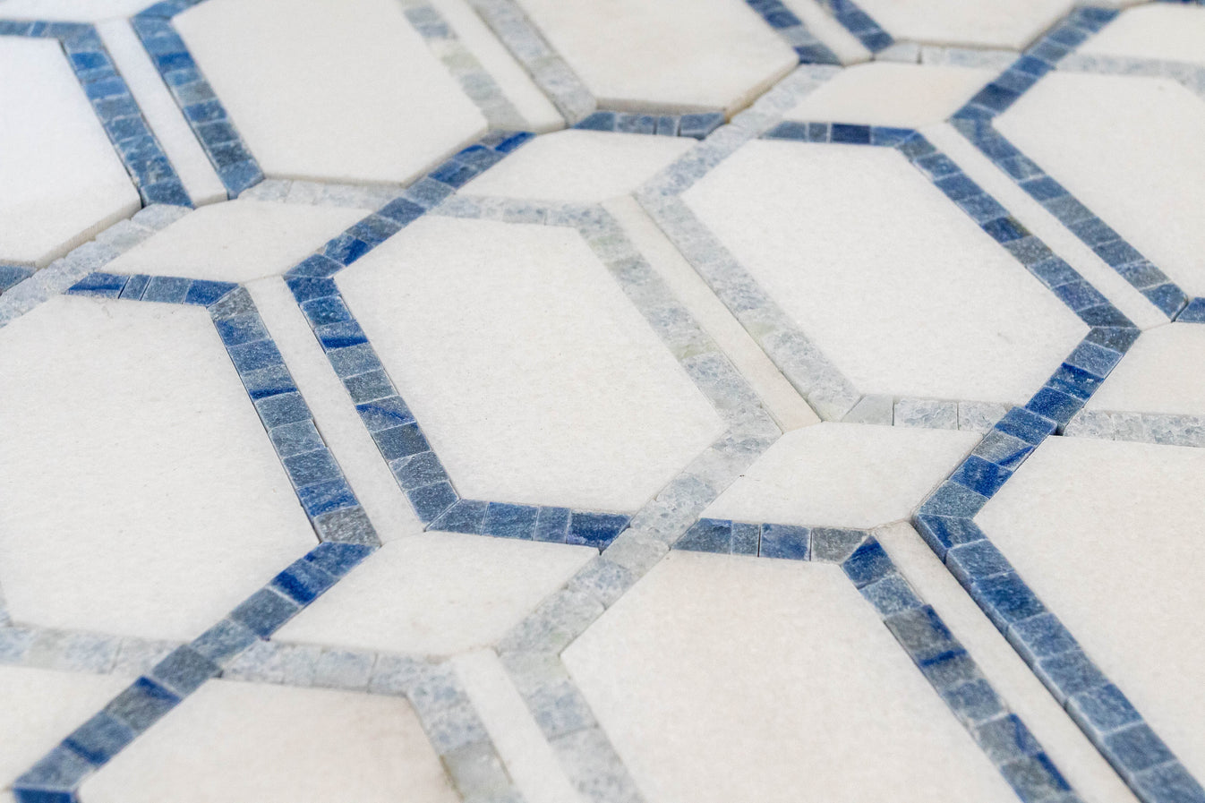 Tahiti - Thassos, Blue Celeste, Azul Macauba – Stonebridge Mosaics