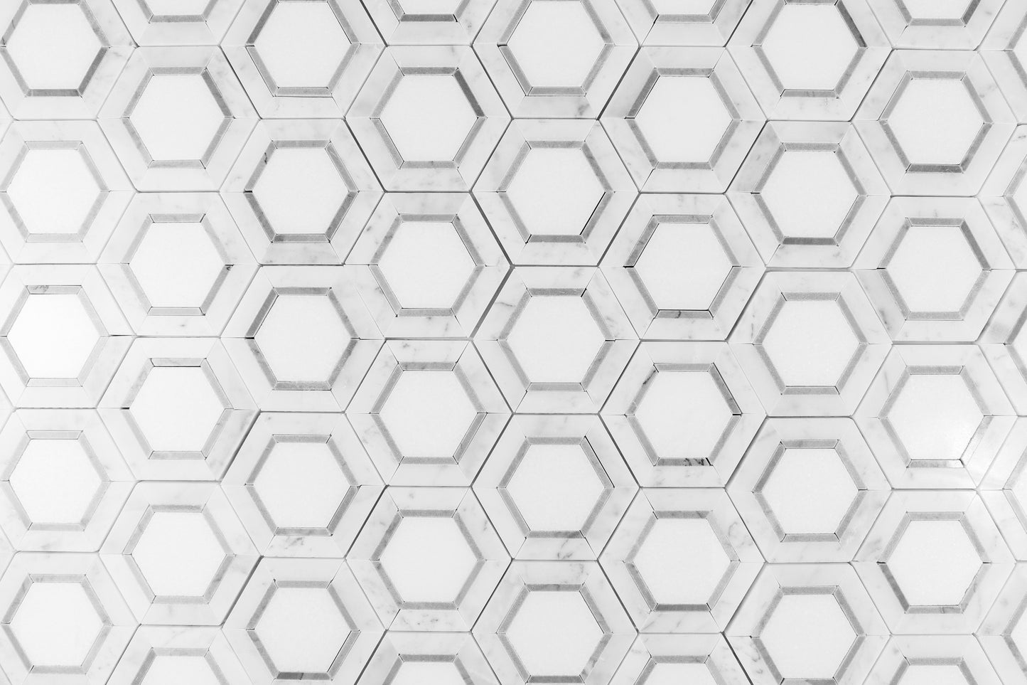 Tri-Color Hex - Carrara, Thassos, Bardiglio