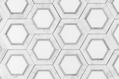 Tri-Color Hex - Carrara, Thassos, Bardiglio