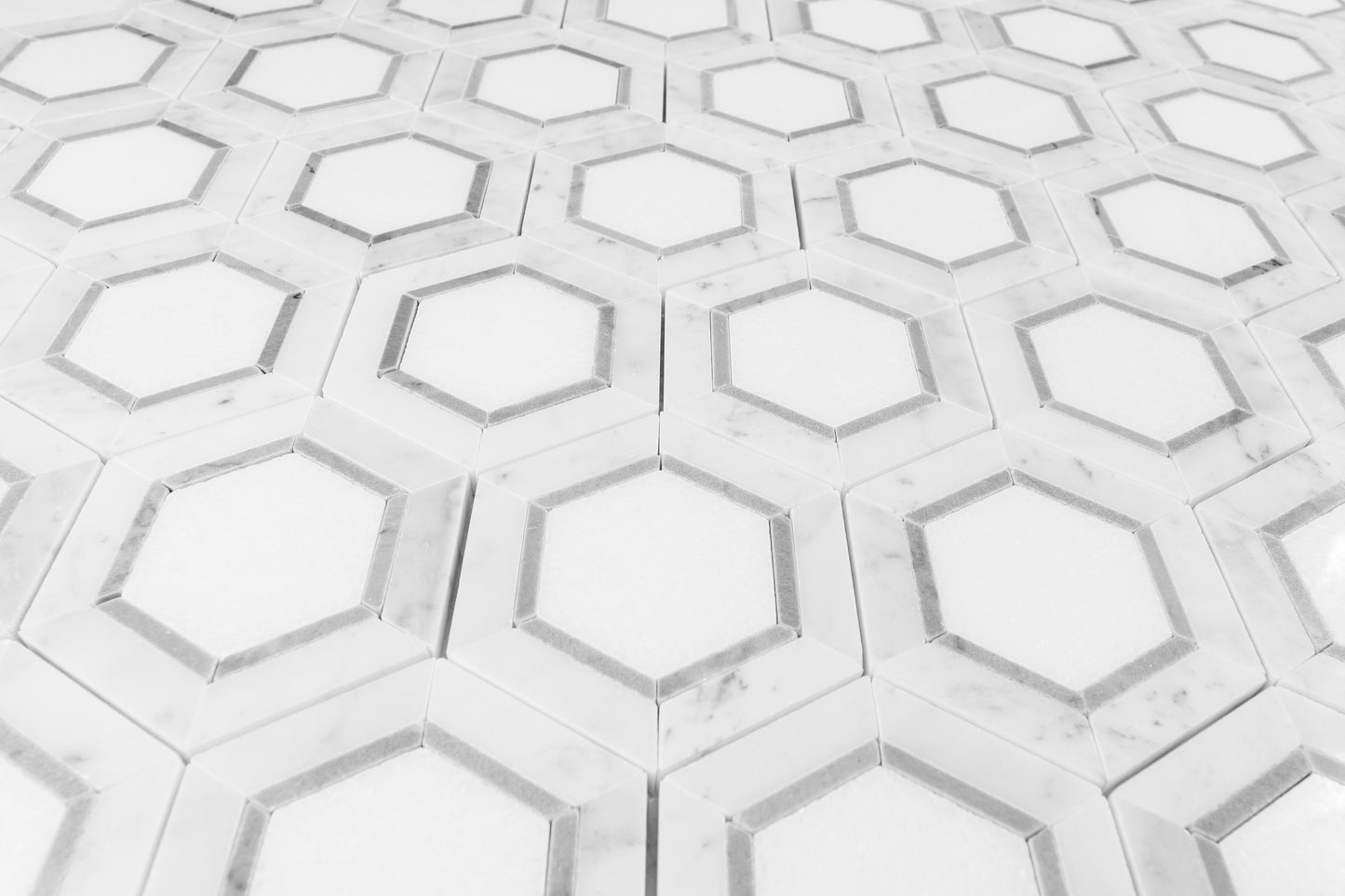 Tri-Color Hex - Carrara, Thassos, Bardiglio