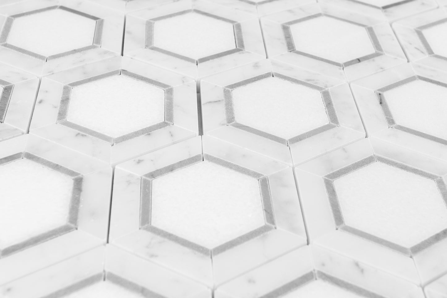 Tri-Color Hex - Carrara, Thassos, Bardiglio