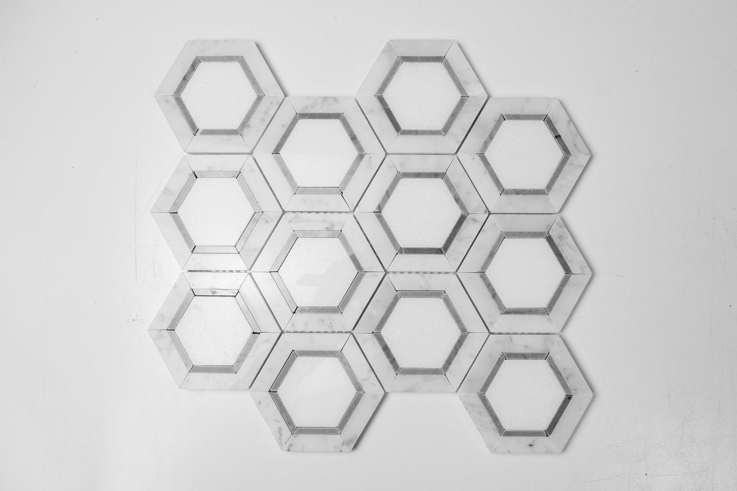 Tri-Color Hex - Carrara, Thassos, Bardiglio